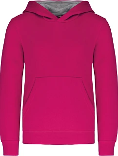 Kariban K 453 Dětská kontrastní mikina s kapucí 20.K453 fuchsia/fine grey