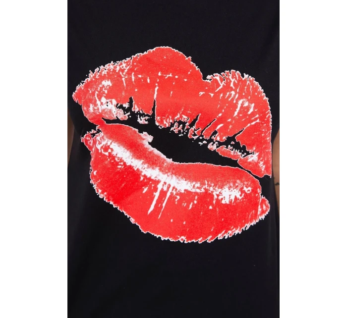 Halenka s potiskem rtů černá