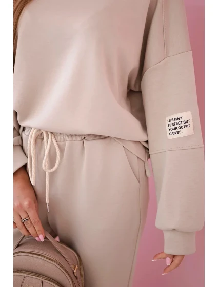 Komplet teplákové + kalhoty máslová látka béžový