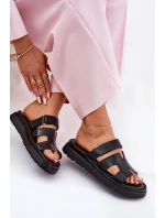 Dámské Pantofle Z Přírodní Kůže Na Platformě Zazoo 40440 Černé Dámské Pantofle Z Přírodní Kůže Na Platformě Zazoo 40440 Černé