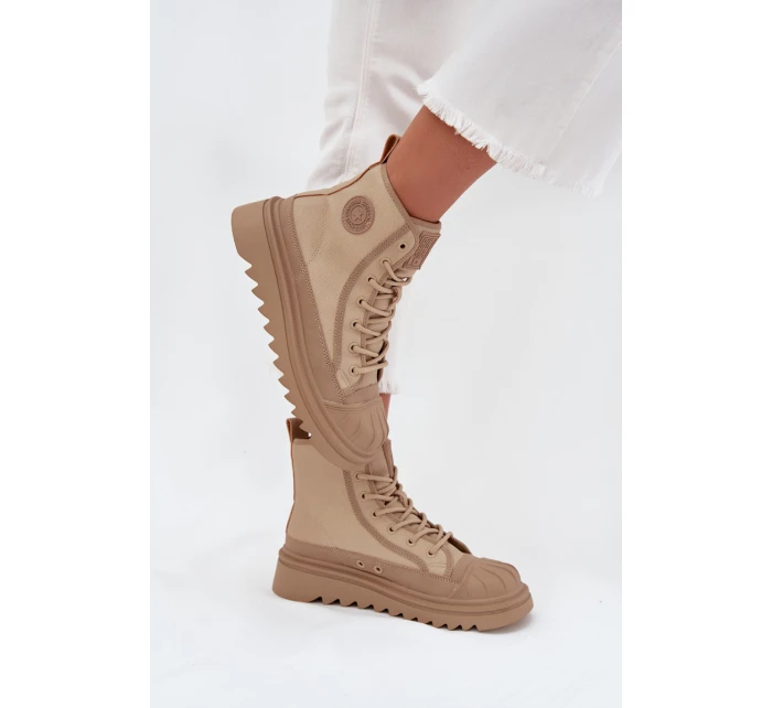 Vysoké Dámské Tenisky Zateplené Big Star OO274A356 Béžové Vysoké Dámské Tenisky Zateplené Big Star OO274A356 Béžové