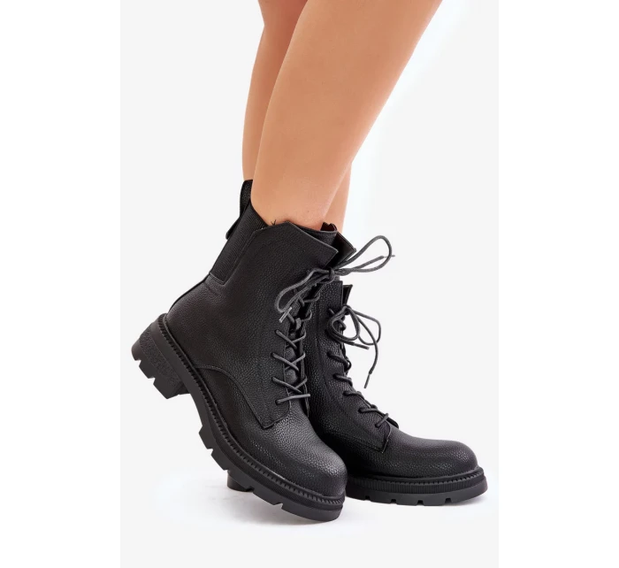 Zateplené Kotníkové Boty Workery Na Zip Černé Leairae Zateplené Kotníkové Boty Workery Na Zip Černé Leairae
