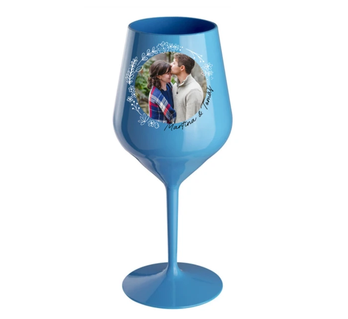 Personalizovaná nerozbitná sklenice s květinový ohraničením 