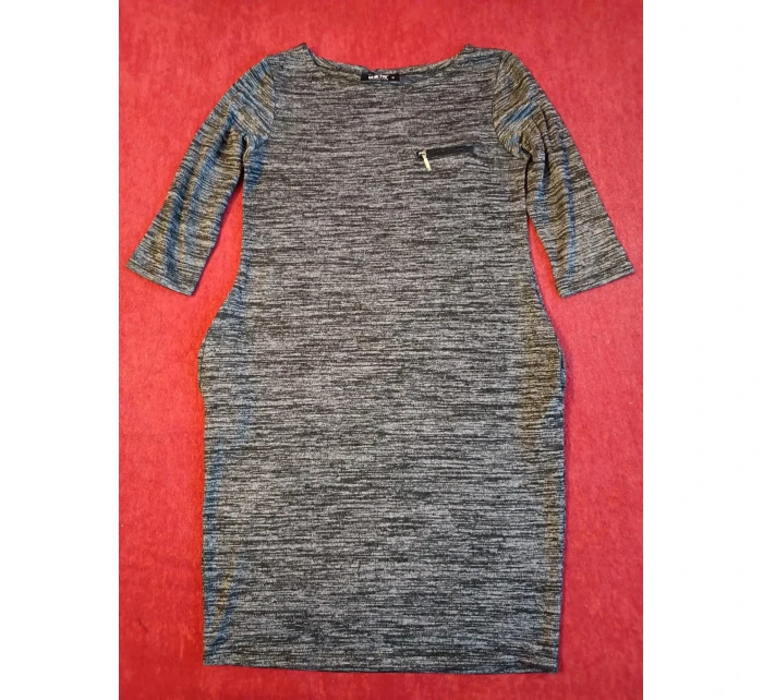 Dámské svetrové šaty 84282 tmavě šedé žíhané - Moon