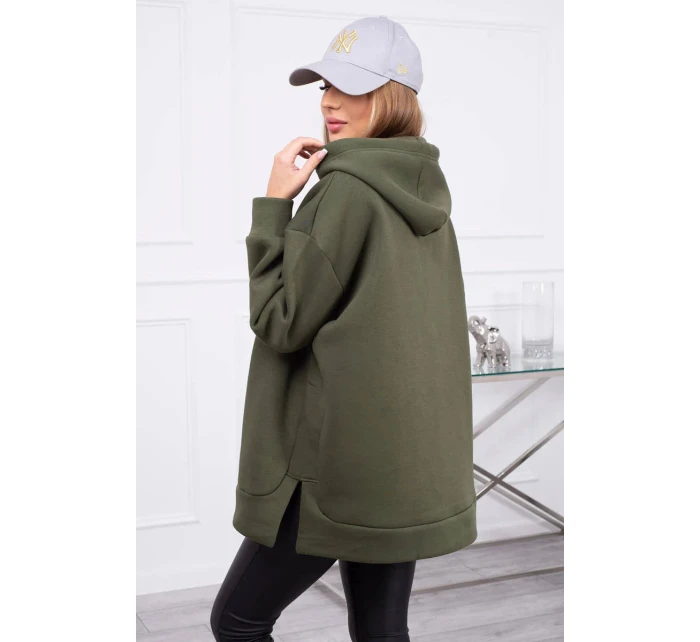 Dámská zateplená mikina s kapucí Khaki zelená model 21471953 - Kesi