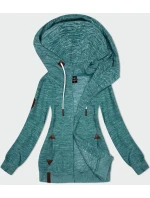 Rozepínací dámská polarová (fleecová) mikina v tyrkysové melanžové barvě (2310)