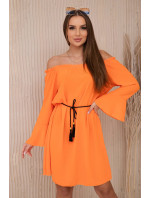 Šaty zavázané v pase se stahovací šňůrkou pomeranč