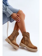 Dámské nízké kozačky z semiše s podrážkou Bežové model 21652391 - Zazoo