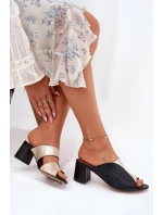 Kožené Dámské Klapky Na Podpatku model 21697462 - Maciejka Kožené Dámské Klapky Na Podpatku model 21697462 - Maciejka