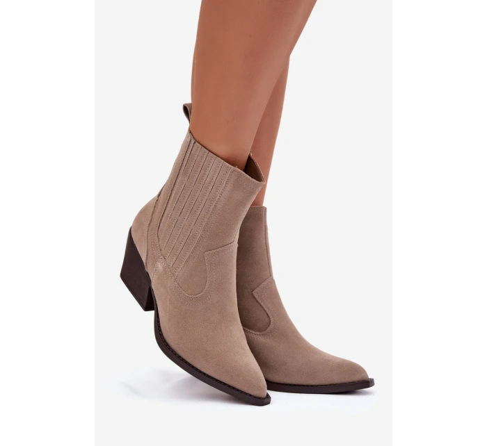 Semišové dámské boty na podpatku vyhřívané béžové model 21786883 - Boto Semišové dámské boty na podpatku vyhřívané béžové model 21786883 - Boto