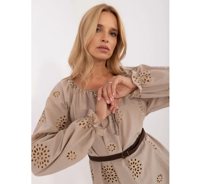 Bluzka LK BZ model 20470320 ciemny bezowy - FPrice Bluzka LK BZ model 20470320 ciemny bezowy - FPrice