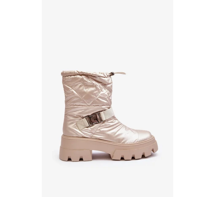 Dámské kozačky na masivní podrážce a plochém podpatku, Beige Werikse