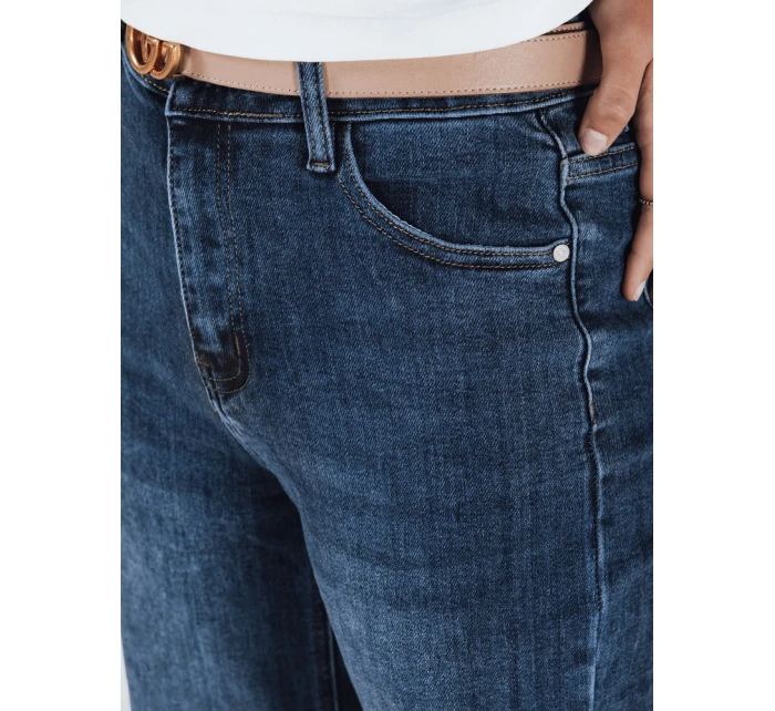 Dámské džíny s širokými nohavicemi tmavě modré FashionStreet UY2782 Dámské džíny s širokými nohavicemi tmavě modré FashionStreet UY2782