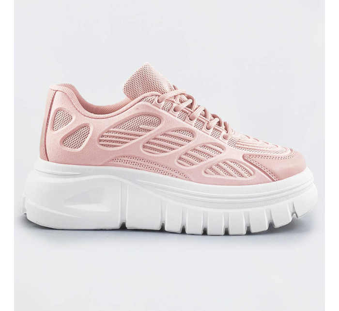 Růžové sportovní dámské boty na platformě model 17261132