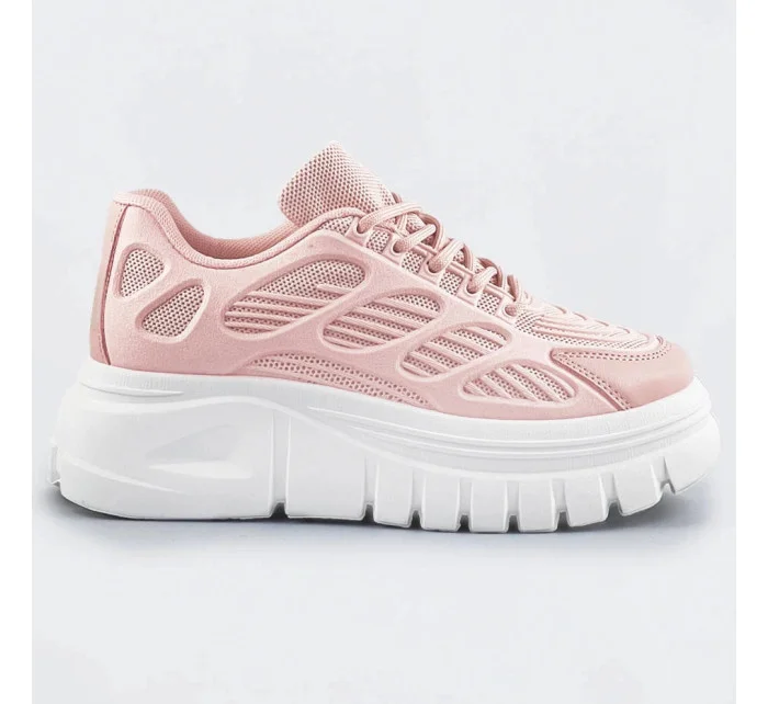 Růžové sportovní dámské boty na platformě (S222) Růžové sportovní dámské boty na platformě (S222)