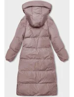 Dlouhá růžová hrubší dámská bunda s kapucí model 21246182 - J.STYLE Dlouhá růžová hrubší dámská bunda s kapucí model 21246182 - J.STYLE