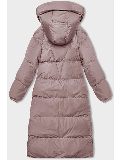 Dlouhá růžová hrubší dámská bunda s kapucí model 21246182 - J.STYLE Dlouhá růžová hrubší dámská bunda s kapucí model 21246182 - J.STYLE