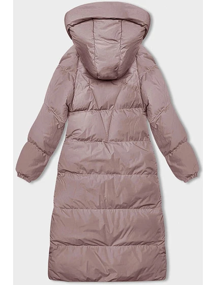 Dlouhá růžová hrubší dámská bunda s kapucí model 21246182 - J.STYLE Dlouhá růžová hrubší dámská bunda s kapucí model 21246182 - J.STYLE