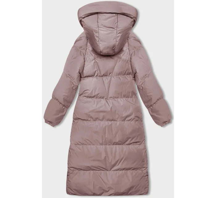 Dlouhá růžová hrubší dámská bunda s kapucí model 21246182 - J.STYLE Dlouhá růžová hrubší dámská bunda s kapucí model 21246182 - J.STYLE