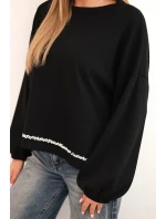 Dámská mikina s ozdobným zakončením dole černá