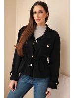 Dámská rozepínací mikina máslová s model 21952013 a kapsami černá - K-Fashion