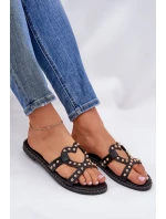 Zdobené Ploché Dámské Sandály Černé Adivrae Zdobené Ploché Dámské Sandály Černé Adivrae