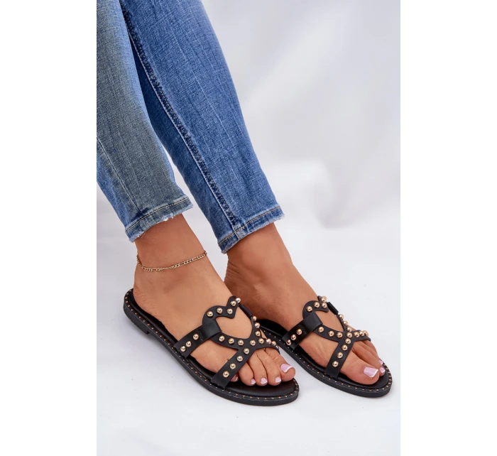 Zdobené Ploché Dámské Sandály Černé Adivrae Zdobené Ploché Dámské Sandály Černé Adivrae