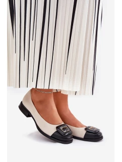 Kožené Baleríny S Dekorací D&A MK51-059 Béžové