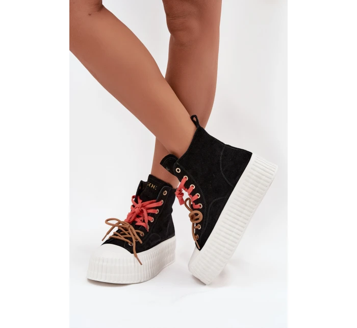 Semišové zateplené dámské tenisky na robustní platformě GOE SS2N4046 Černé Semišové zateplené dámské tenisky na robustní platformě GOE SS2N4046 Černé