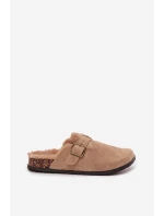 Dámské nazouváky s podšívkou s přezkou Béžové model 21715161 - Boto