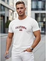 Pánské bavlněné tričko s potiskem „California“, bílé, FashionStreet NX5140R Pánské bavlněné tričko s potiskem „California“, bílé, FashionStreet NX5140R