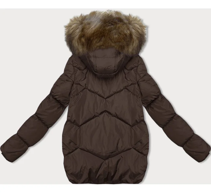 Hnědá bunda pro přechodné období s kapucí (LHD-23002)