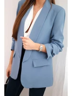 Elegantní sako s klopami model 21819283 modré - K-Fashion Elegantní sako s klopami model 21819283 modré - K-Fashion