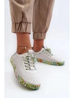 Dámské kožené polobotky se šněrováním bílé Farnalea