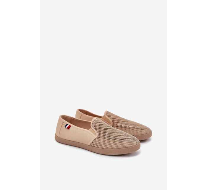 Pánské Děrované Tenisky Béžové Koboru Pánské Děrované Tenisky Béžové Koboru