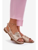 Dámské Sandály Na Podpatku S Ozdobou Růžové Zlato model 21698220 - S.Barski Dámské Sandály Na Podpatku S Ozdobou Růžové Zlato model 21698220 - S.Barski