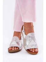 Dámské Kožené Sandály Na Klínu S Pletením model 21702005 Bílé - Maciejka