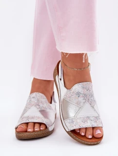 Dámské Kožené Sandály Na Klínu S Pletením model 21702005 Bílé - Maciejka