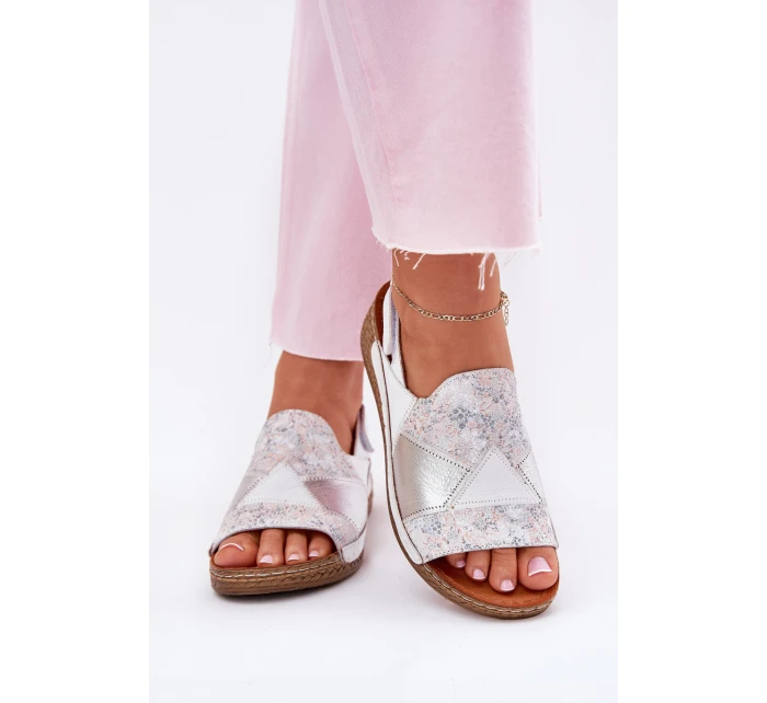 Dámské Kožené Sandály Na Klínu S Pletením model 21702005 Bílé - Maciejka
