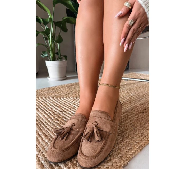 Dámské mokasíny ploché s třásněmi hnědé Marilisse