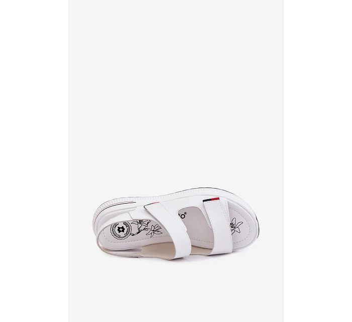 Kožené dámské sandály na platformě na suchý zip bílé Jemela Kožené dámské sandály na platformě na suchý zip bílé Jemela