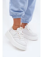 Kožené dámské tenisky na platformě model 22076967 bílé - VINCEZA Kožené dámské tenisky na platformě model 22076967 bílé - VINCEZA