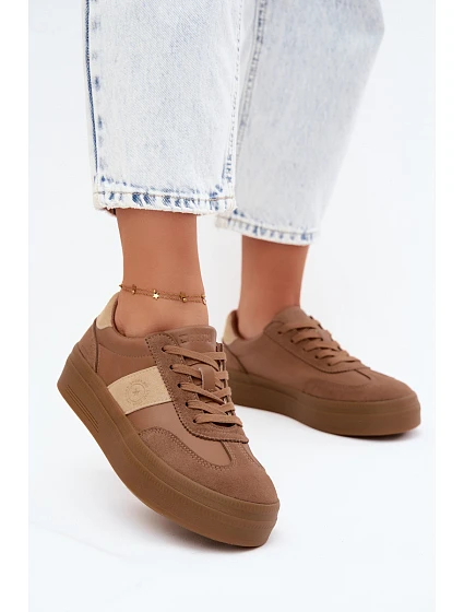 Dámské tenisky na platformě Big Star model 22185465 světle hnědé - Big Star Shoes Dámské tenisky na platformě Big Star model 22185465 světle hnědé - Big Star Shoes