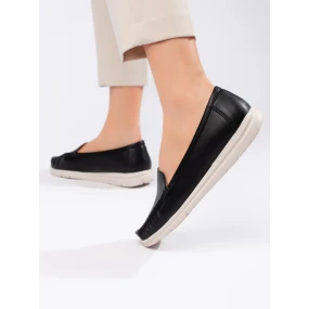 Stylové  mokasíny černé dámské bez podpatku