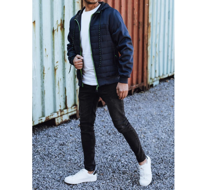 Pánská přechodná prošívaná bunda s kapucí tmavě modrá FashionStreet TX4939 Pánská přechodná prošívaná bunda s kapucí tmavě modrá FashionStreet TX4939