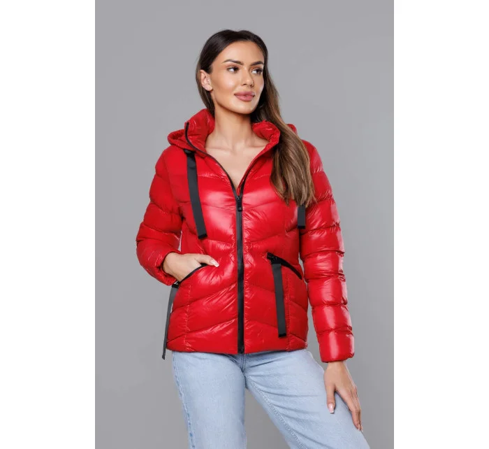 Červená krátká dámská zimní bunda (23066-(270)(1)) Červená krátká dámská zimní bunda (23066-(270)(1))