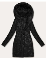 Černý dámský prošívaný kabát s páskem S'West (B8508-1)