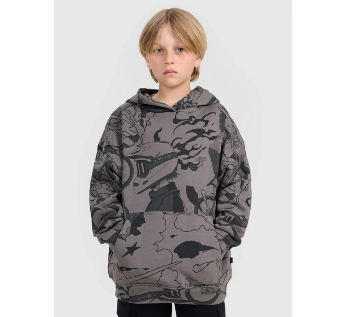 Chlapecká nepruhovaná mikina s kapucí 4F 4FJRAW25TSWSM2343-90A Chlapecká nepruhovaná mikina s kapucí 4F 4FJRAW25TSWSM2343-90A