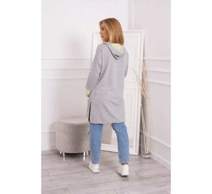 Dvoubarevná bunda s kapucí žlutá+šedá