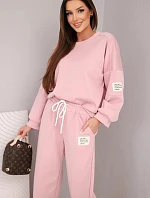 Dámský komplet máslová mikina + kalhoty tmavě pudrově růžová